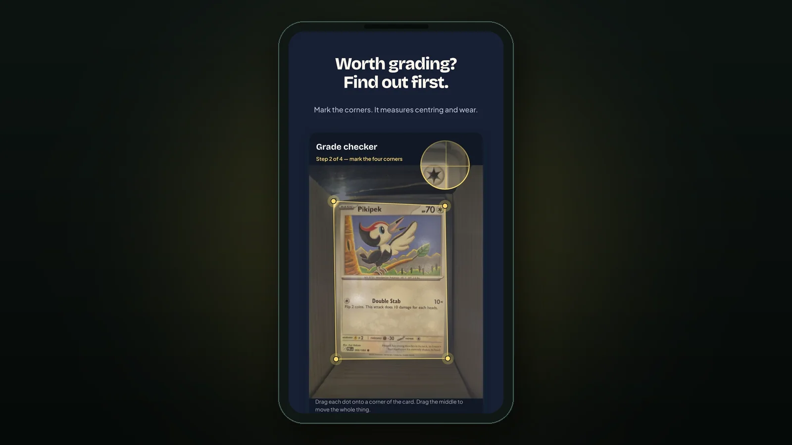 Grade checker — mark the corners, it measures centring and wear