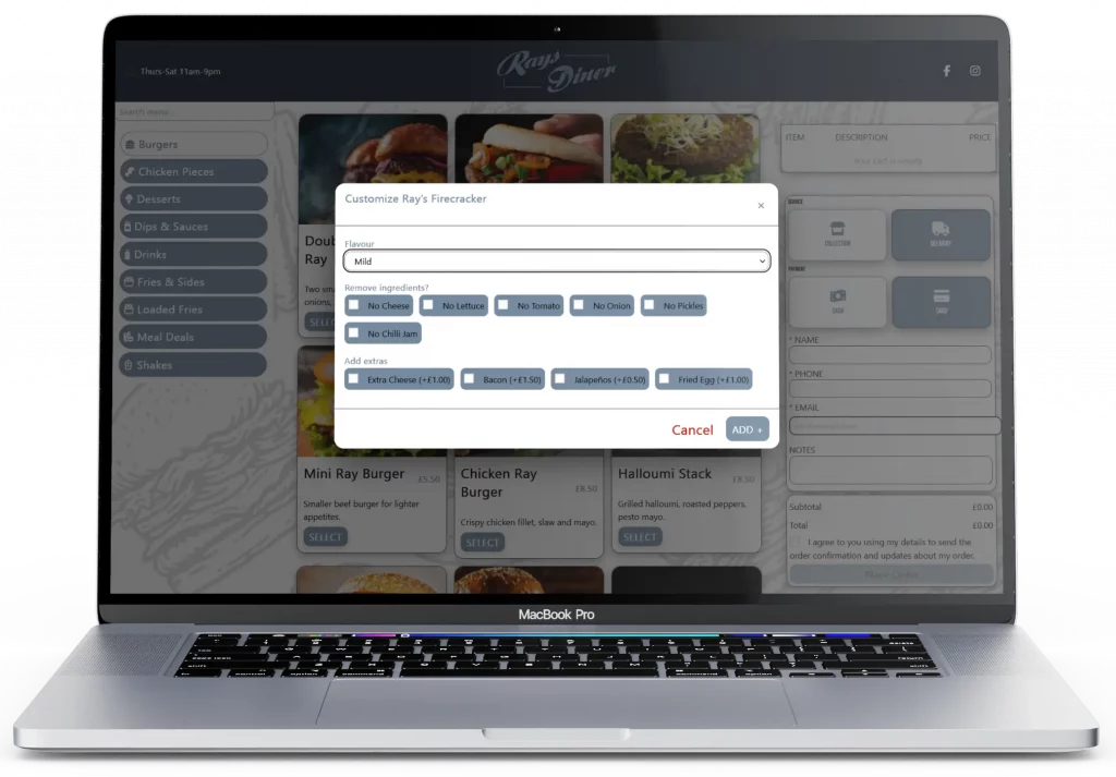Item Customization (Desktop View)