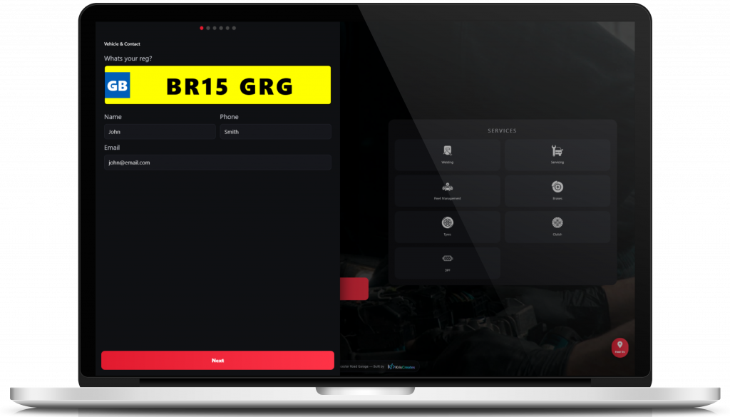 Book Service Popup (Desktop View)