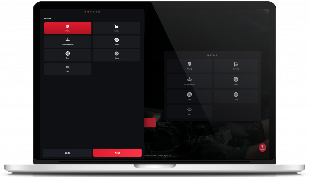 Select Service Type (Desktop View)