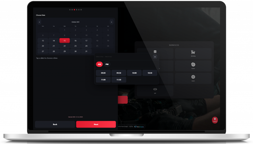 Select Date and Time (Desktop View)
