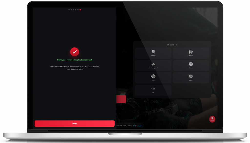 Booking Confirmation (Desktop View)