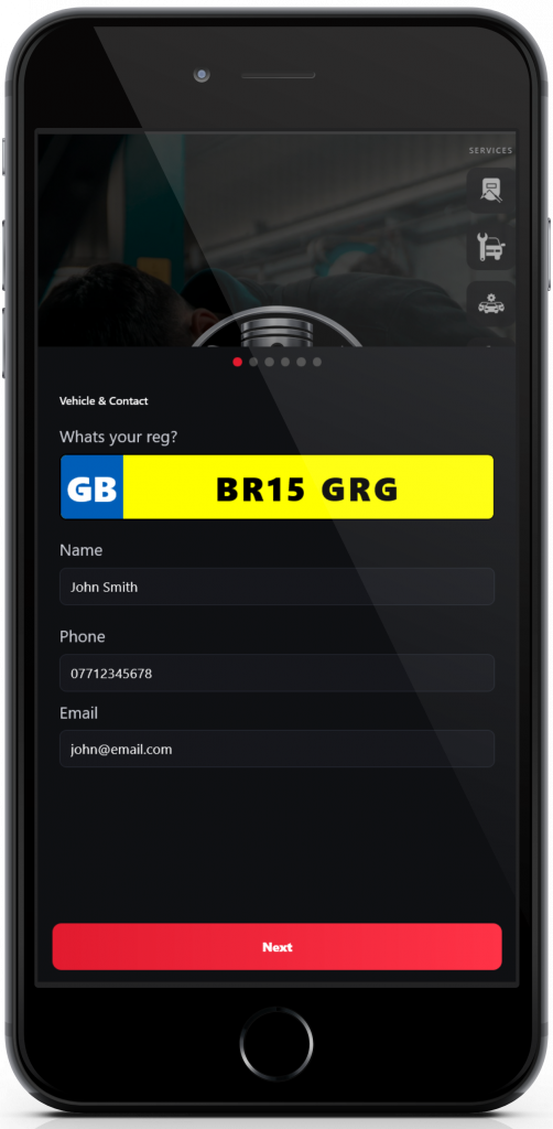 Book Service Popup (Mobile View)