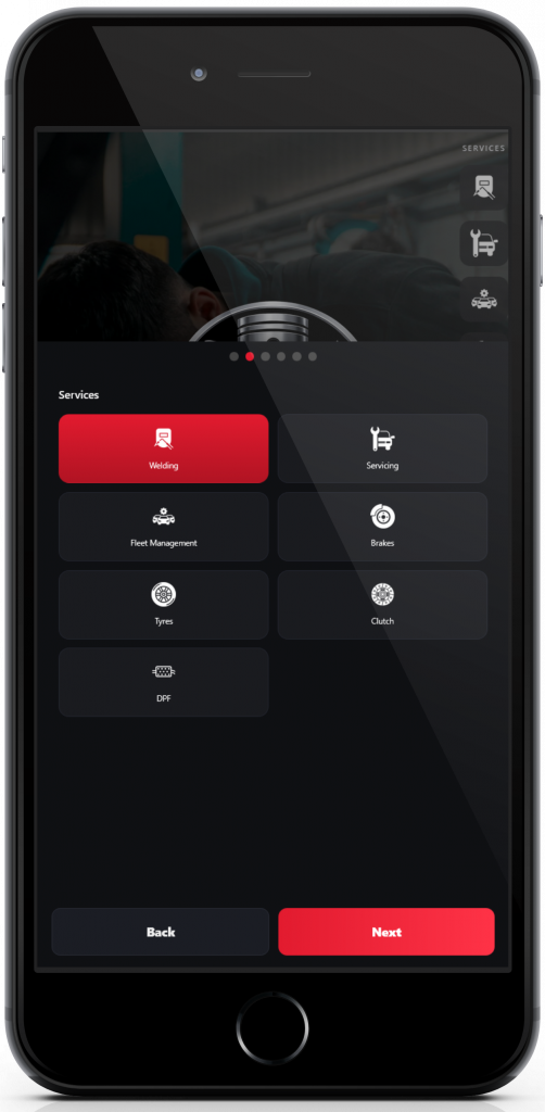 Select Service Type (Mobile View)