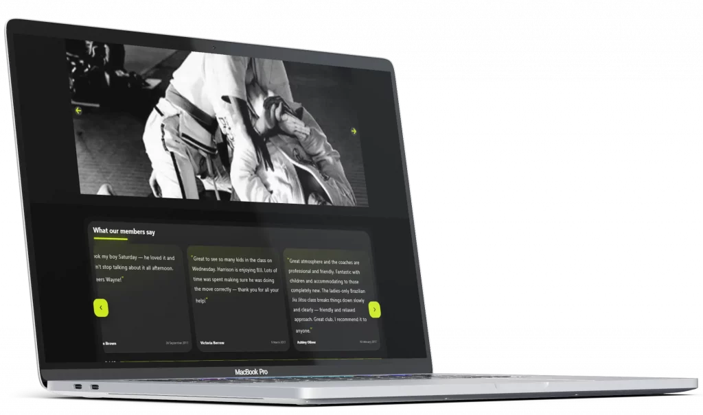 Gallery and Testimonials (Desktop View)