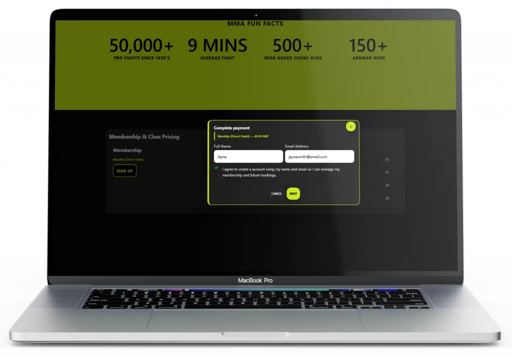 Membership Signup (Desktop View)
