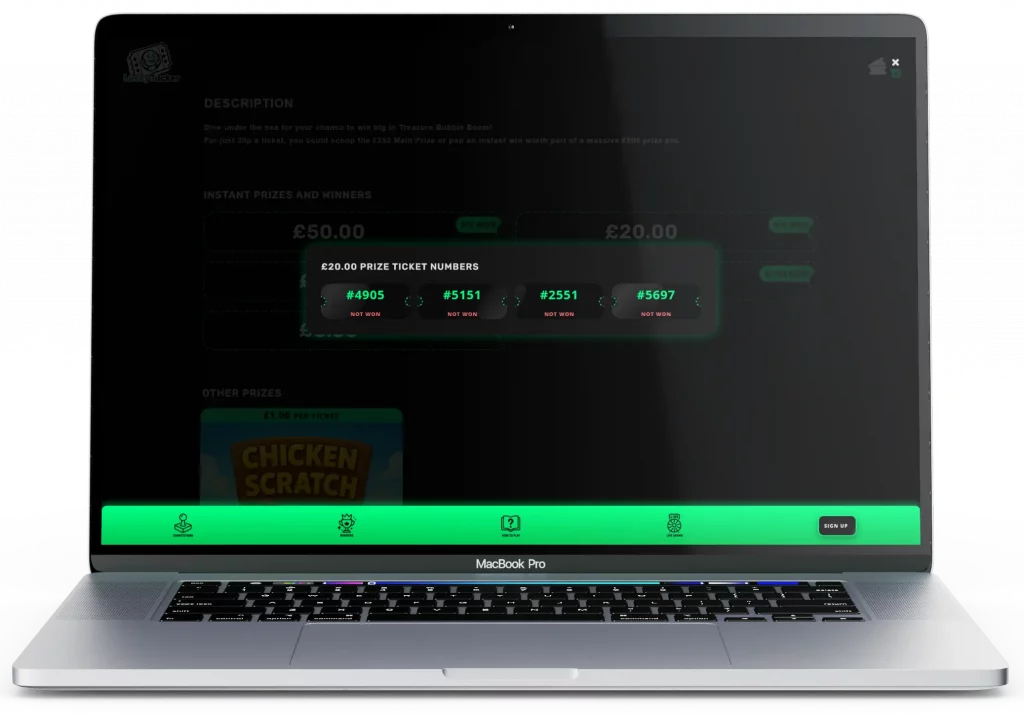 Instant Win Prizes Section (Desktop View)