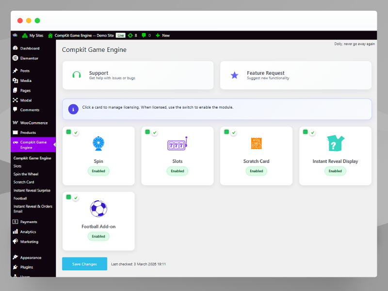 CompKit Admin Module Dashboard